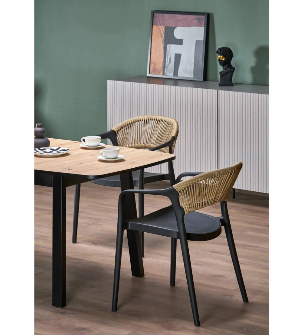 Krzesło ogrodowe K582 78 cm czarny naturalny