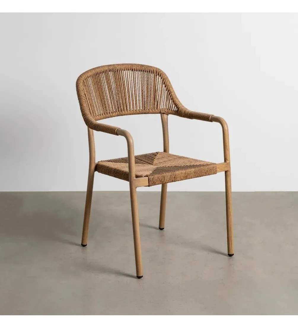 Krzesło OSTAMEER 82 cm plecionka w stylu rattan brązowe