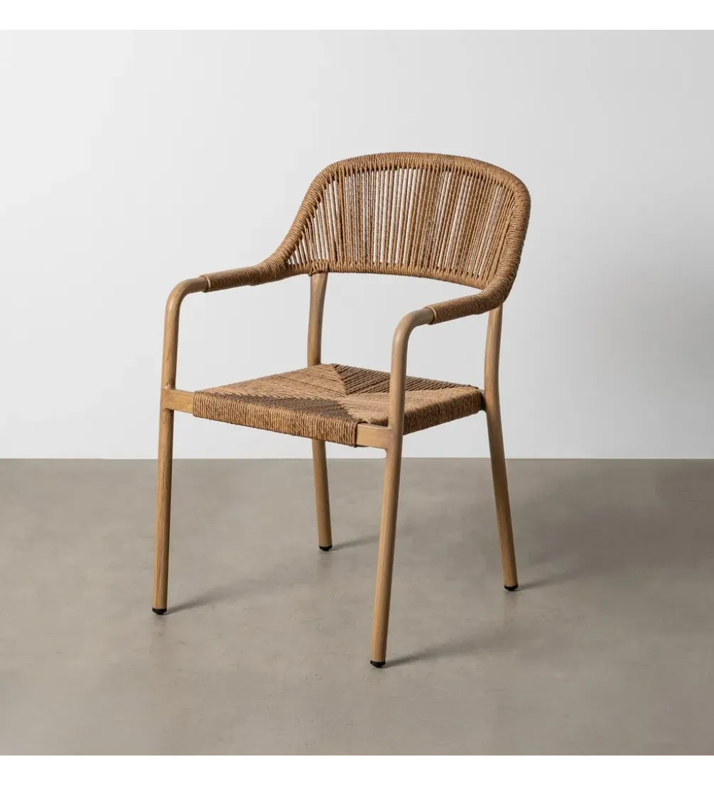 Krzesło OSTAMEER 82 cm plecionka w stylu rattan brązowe