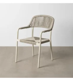 Krzesło OSTAMEER 82 cm plecionka w stylu rattan białe