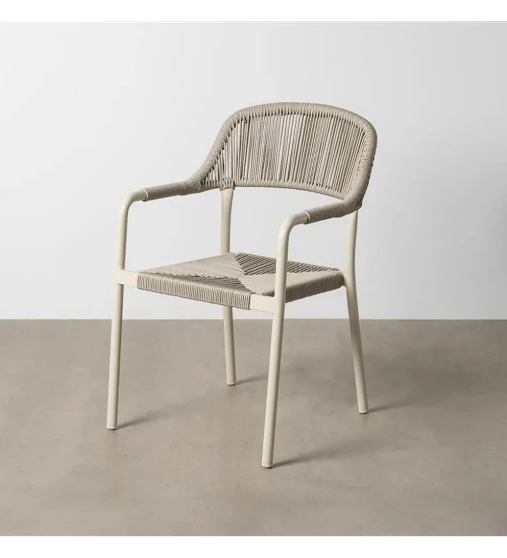Krzesło OSTAMEER 82 cm plecionka w stylu rattan białe
