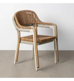 Krzesło OSTAMEER 82 cm plecionka w stylu rattan białe