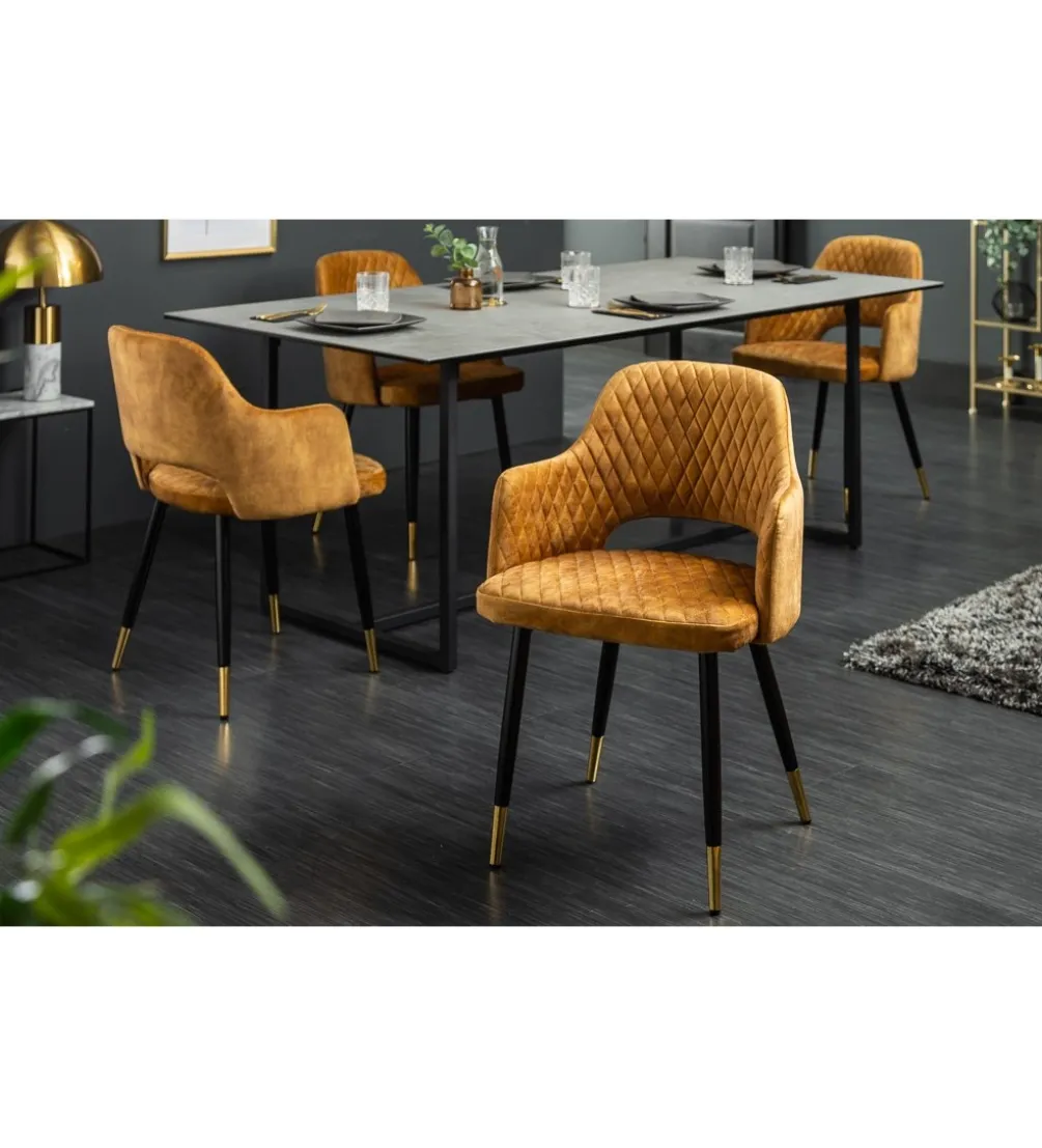 Krzesło PARIS velvet musztardowy