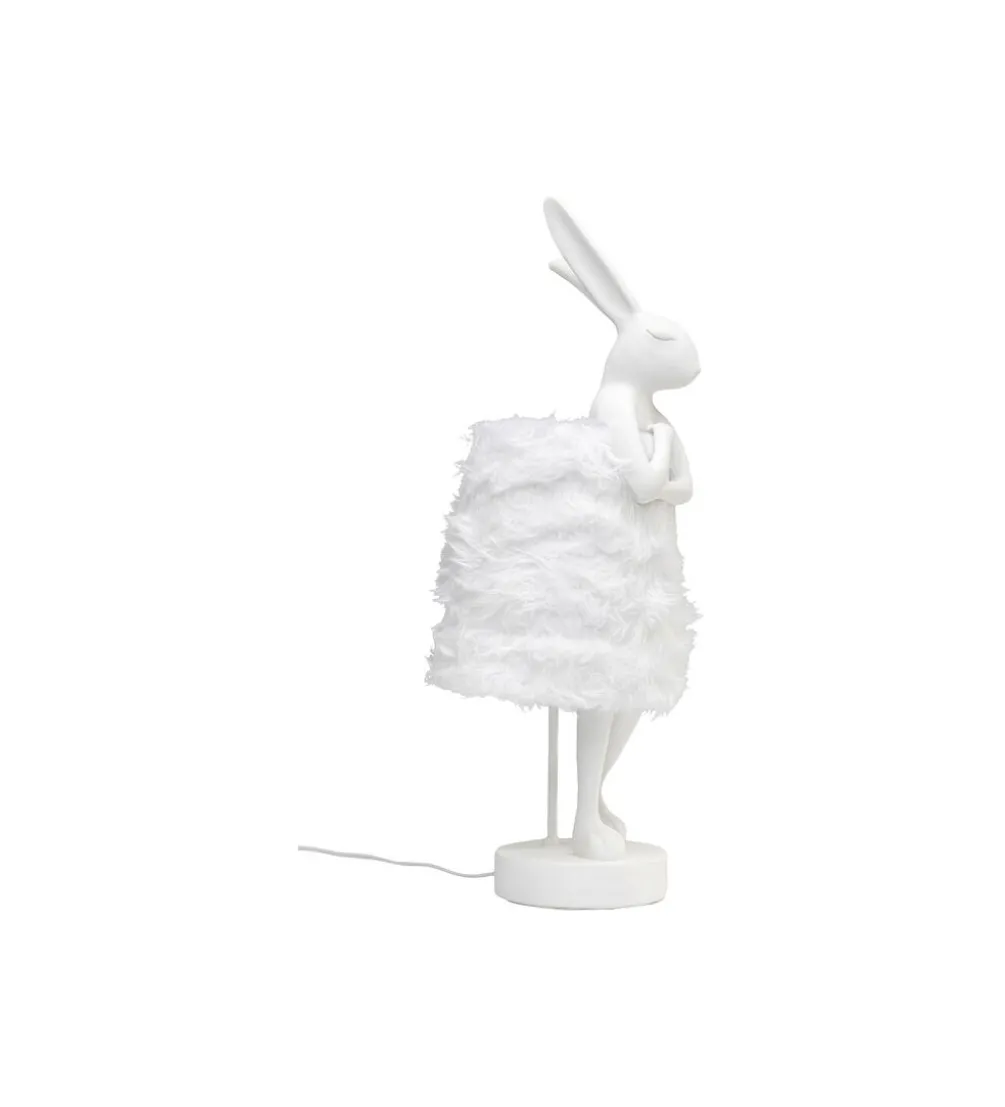 Lampa stołowa ANIMAL RABBIT FUR 68 cm srebrno biała
