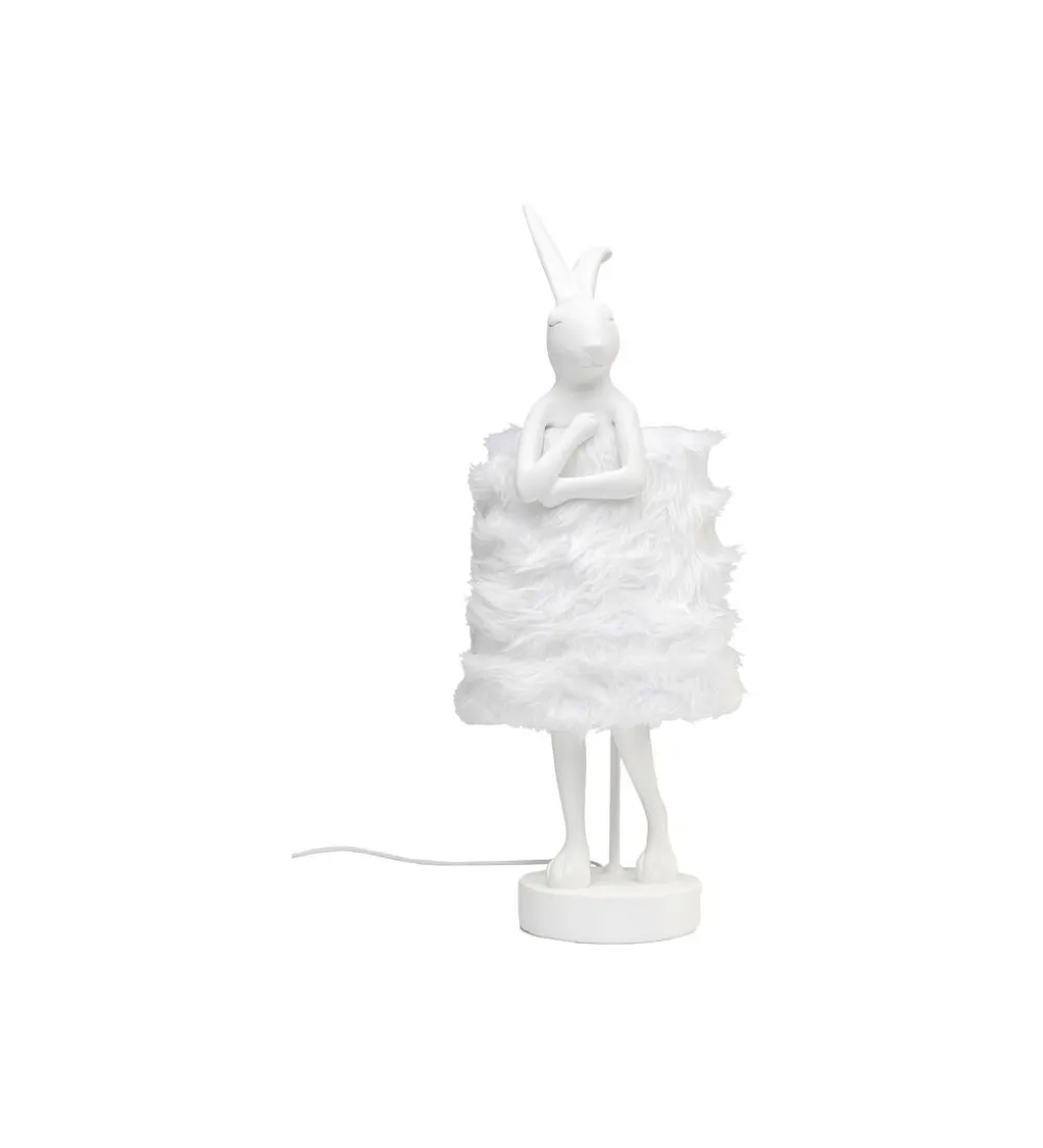 Lampa stołowa ANIMAL RABBIT FUR 68 cm srebrno biała
