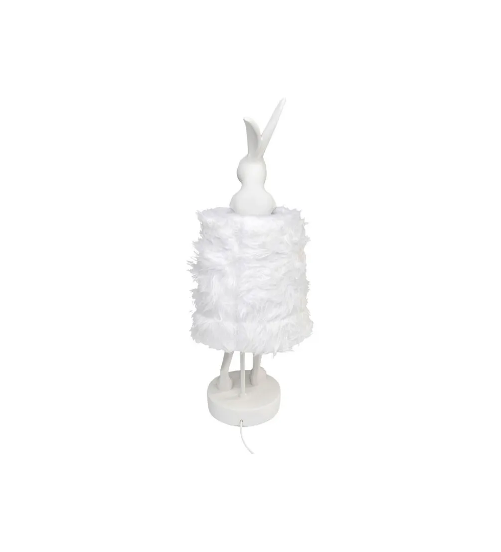 Lampa stołowa ANIMAL RABBIT FUR 68 cm srebrno biała