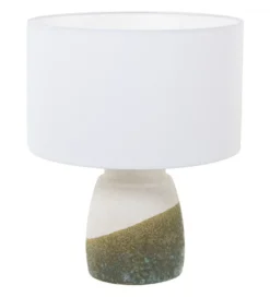 Lampa stołowa BEGAIN 42 cm ceramika zielono beżowa
