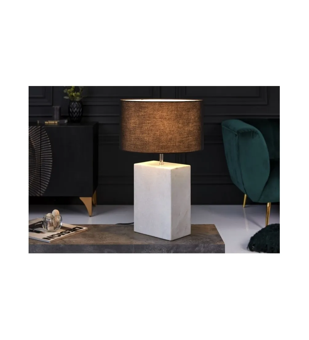 Lampa stołowa BRANDE 55 cm marmur biała