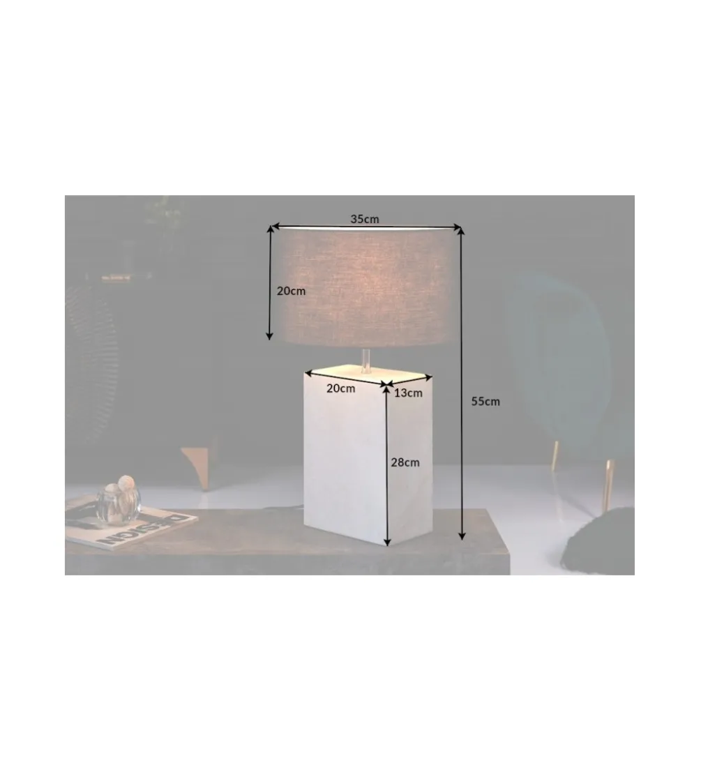Lampa stołowa BRANDE 55 cm marmur biała