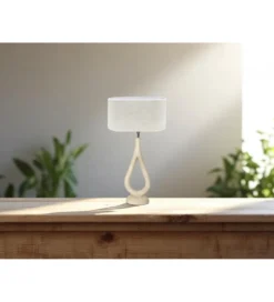 Lampa stołowa CRONOS 40 cm drewno mango