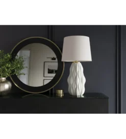 Lampa stołowa ELEGANCIA 65 cm ceramika biały