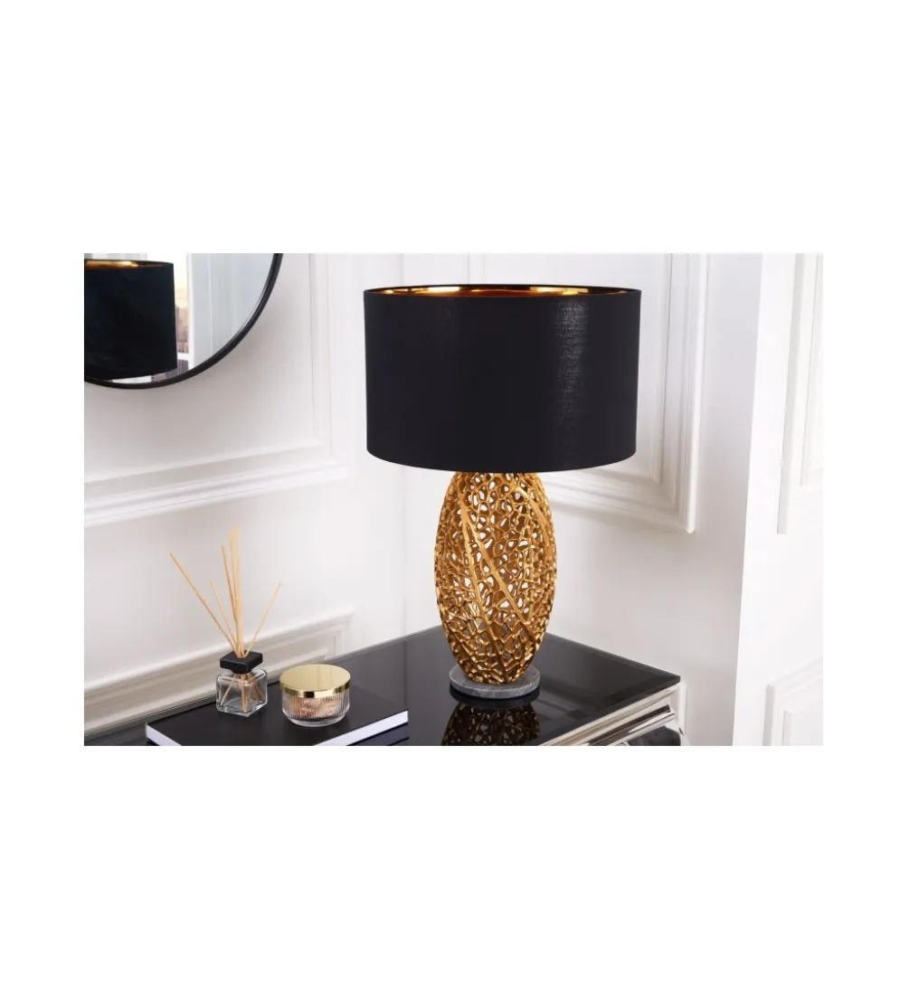 Lampa stołowa FLANK 40 cm czarno złota