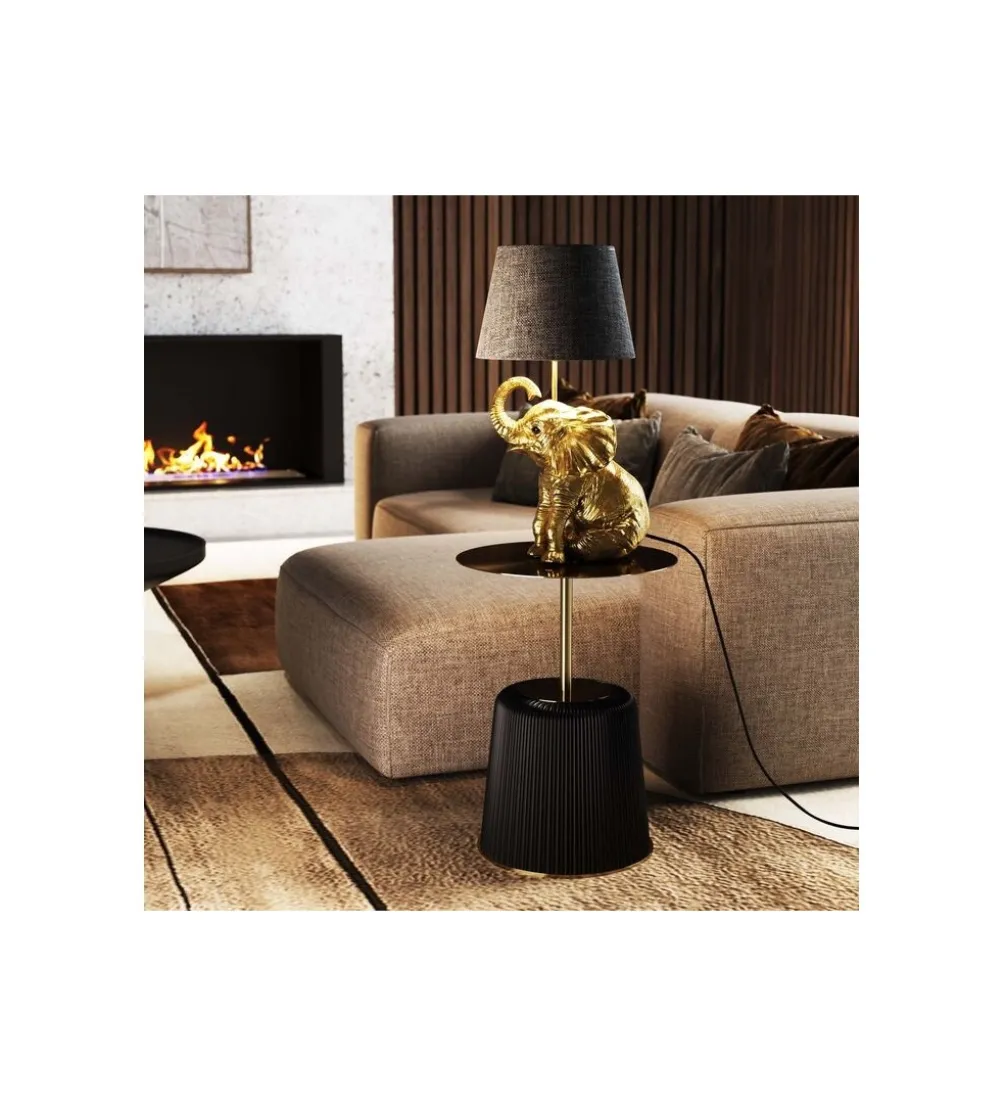 Lampa stołowa Happy Elefant 48 cm złoto czarna