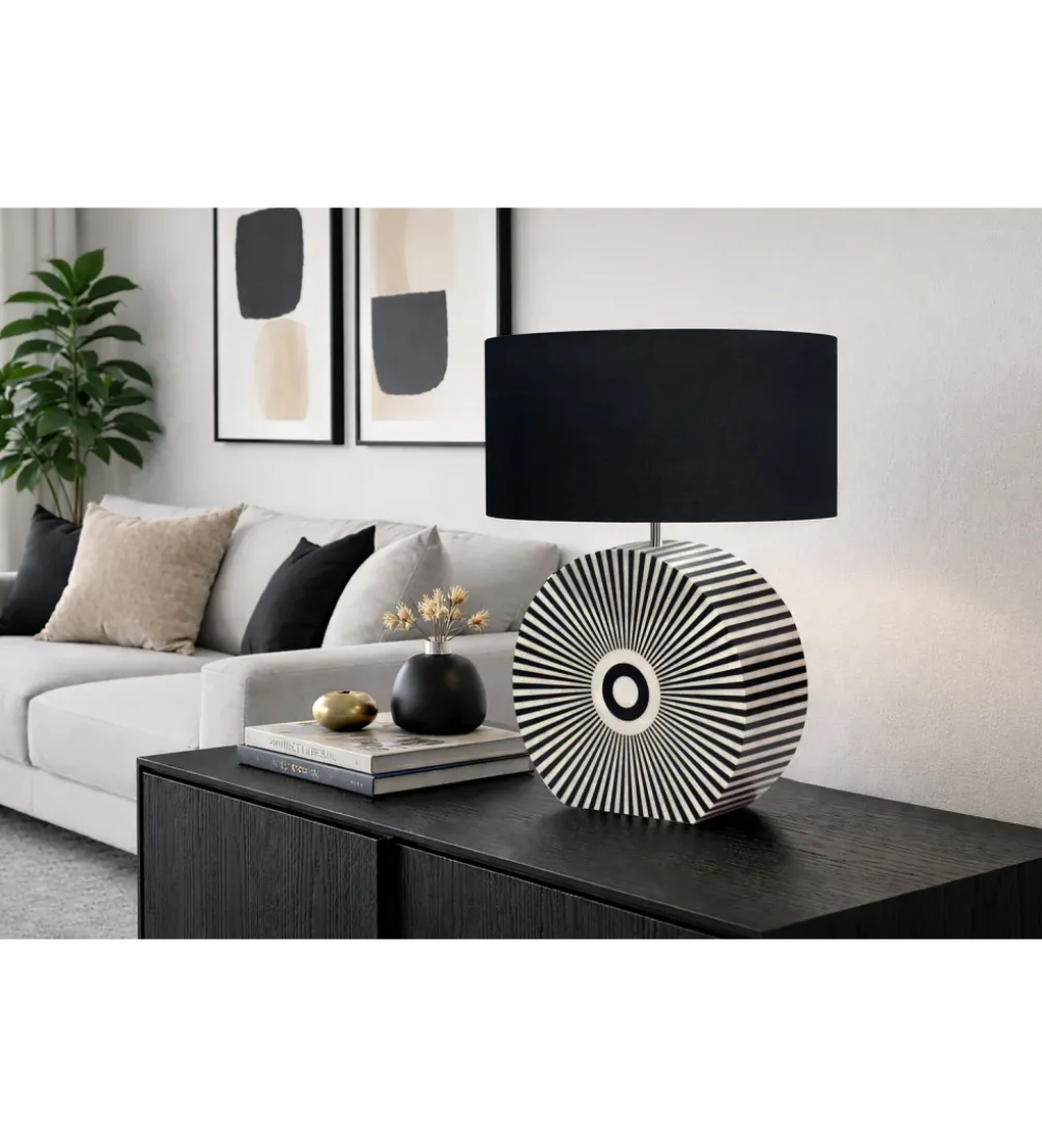 Lampa stołowa HARMONY NATURE 65 cm czarnobiała