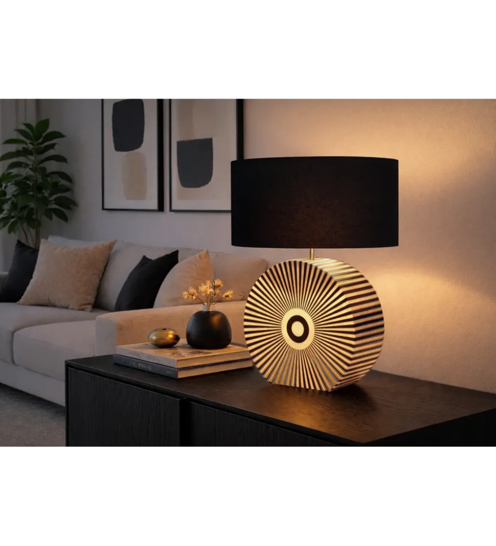 Lampa stołowa HARMONY NATURE 65 cm czarnobiała