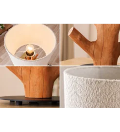 Lampa stołowa JEWELRY 60 cm drewno mangostan boucle