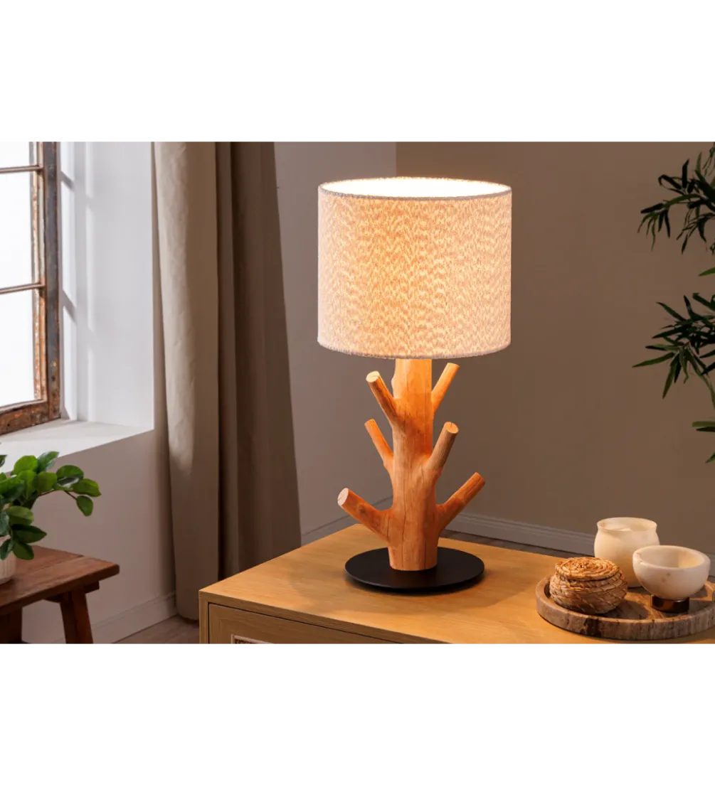 Lampa stołowa JEWELRY 60 cm drewno mangostan boucle