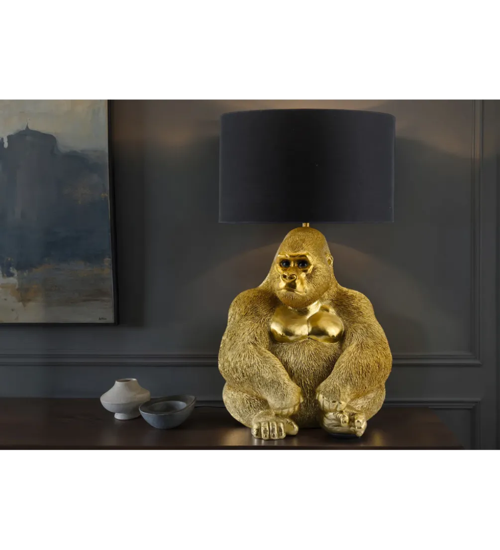 Lampa stołowa KING APE 54 cm czarna złota