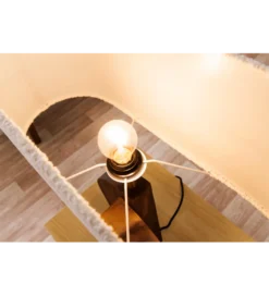 Lampa stołowa LOVERS 60 cm drewno deszczowe boucle