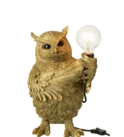 Lampa stołowa OWL 38 cm złota