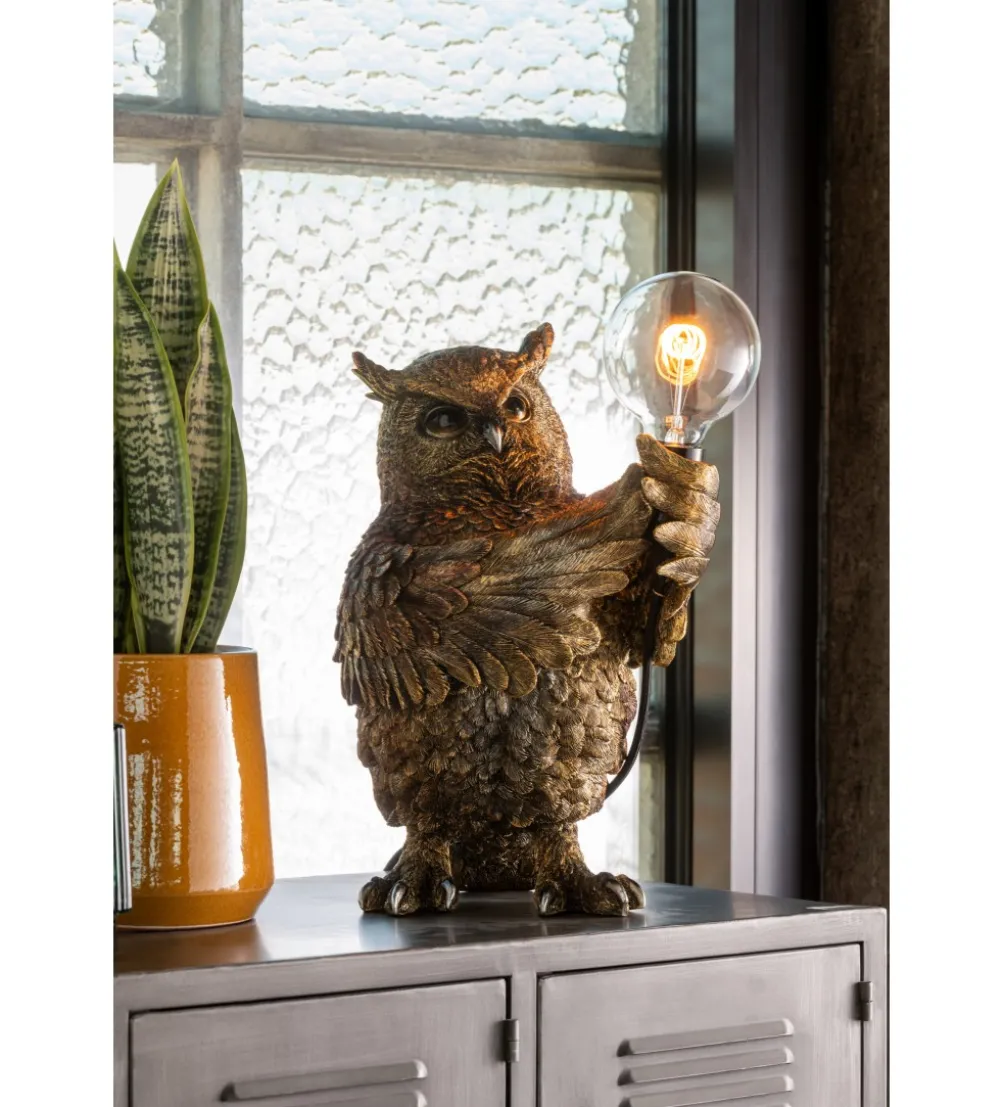 Lampa stołowa OWL 38 cm złota
