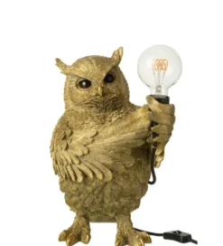 Lampa stołowa OWL 38 cm złota