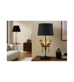Lampa stołowa Papuga 35 cm czarno złota