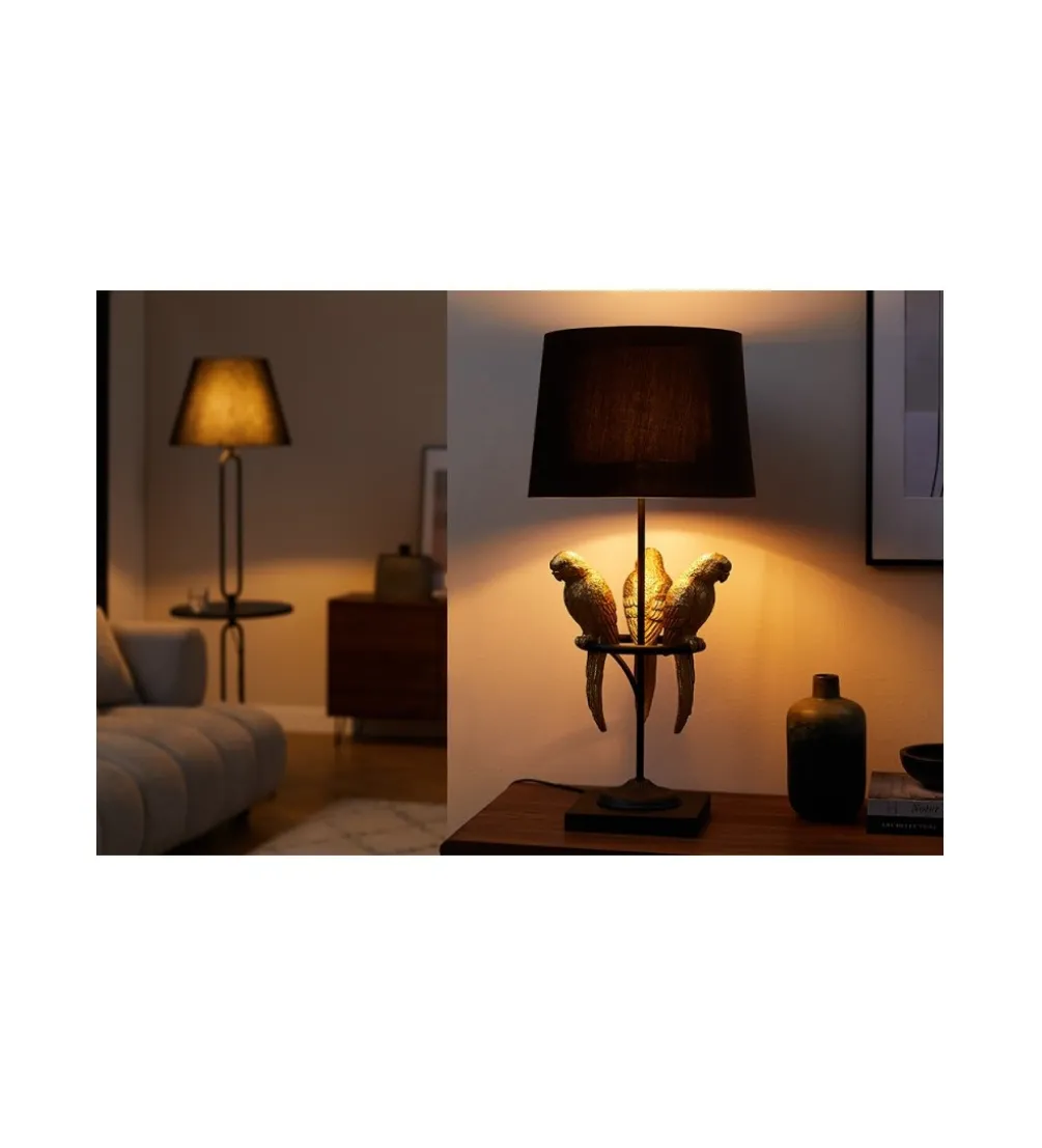 Lampa stołowa Papuga 35 cm czarno złota