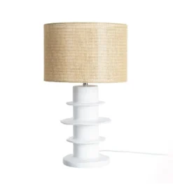Lampa stołowa RESINA 55 cm biała naturalna