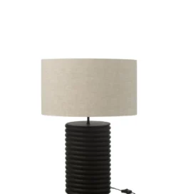 Lampa stołowa SHARY 70 cm drewno ailanthus czarna