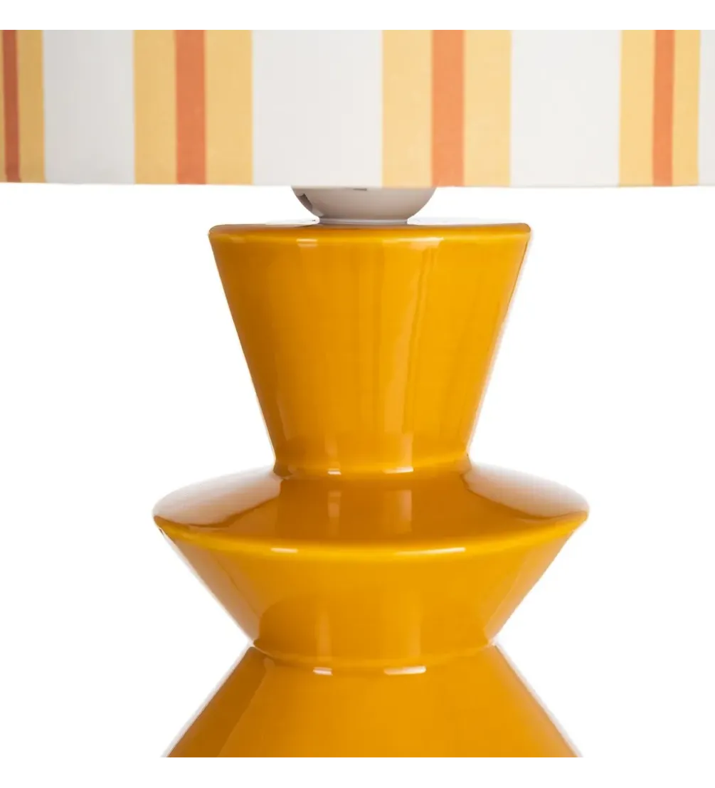 Lampa stołowa STRIPENMA 43 cm musztardowa kremowa