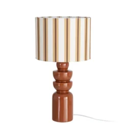 Lampa stołowa STRIPENMA 47 cm terrakota kremowa