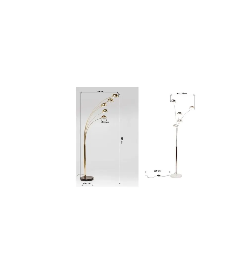 Lampa podłogowa FIVE FINGERS 215 cm złota