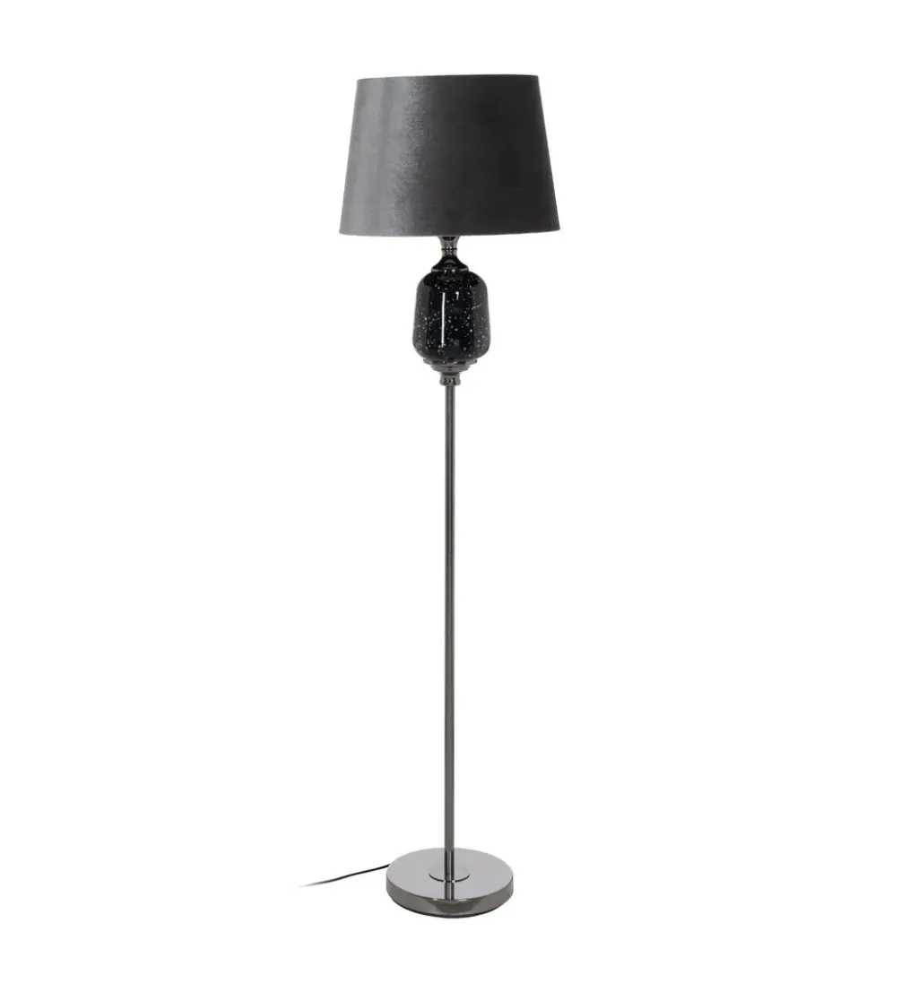 Lampa podłogowa HEMLA 156 cm szklana czarno szara