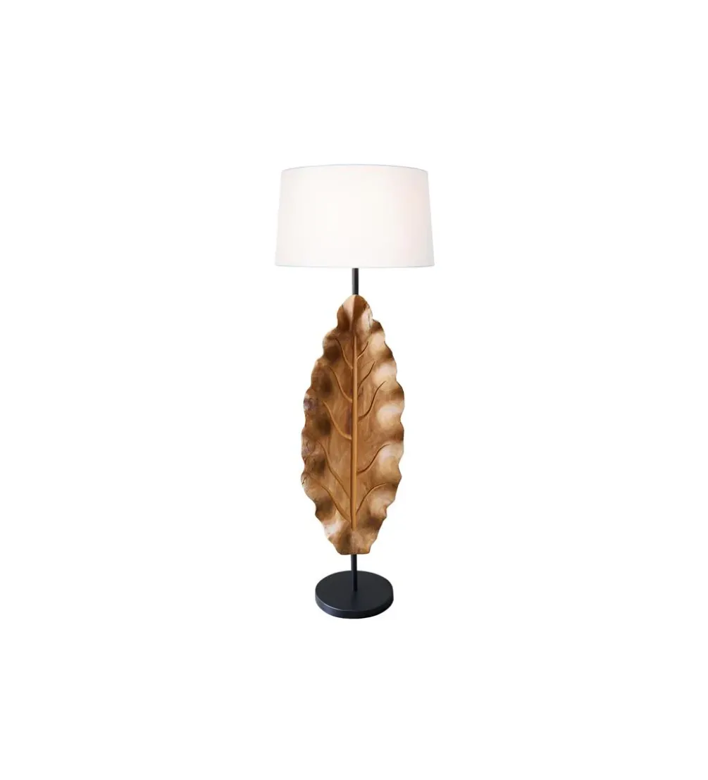 Lampa podłogowa LEAF 130 cm drewno teak