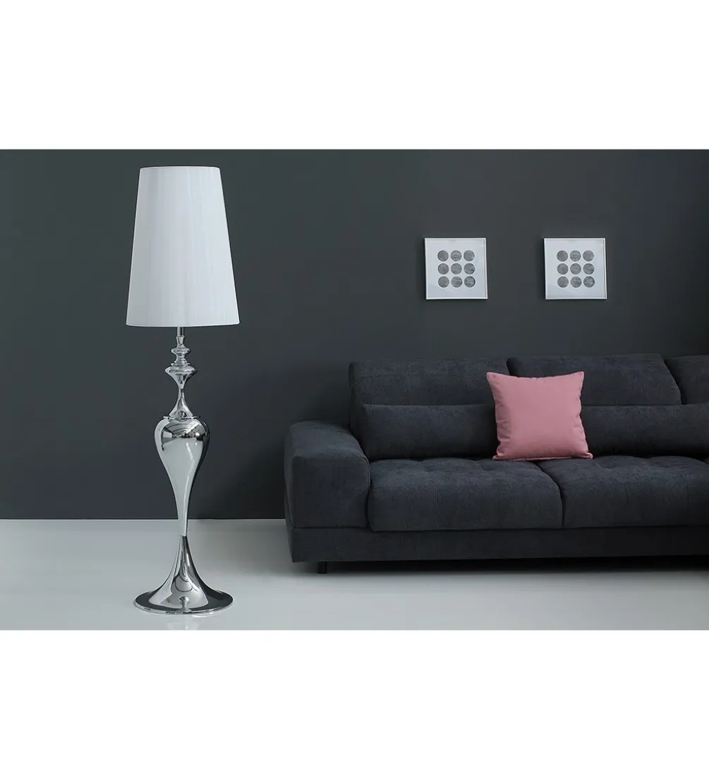 Lampa podłogowa Lucie 160cm biało srebrna