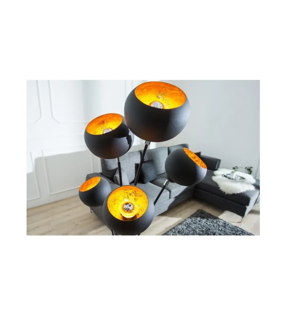 Lampa podłogowa Magma 170cm czarne złoto