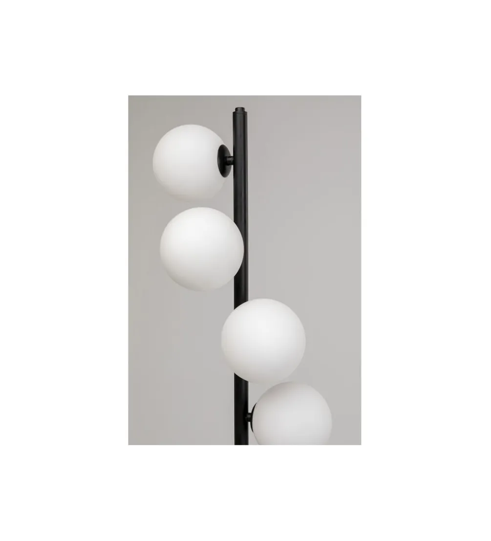 Lampa podłogowa SCALA BALLS 160 cm czarna z mlecznymi kloszami