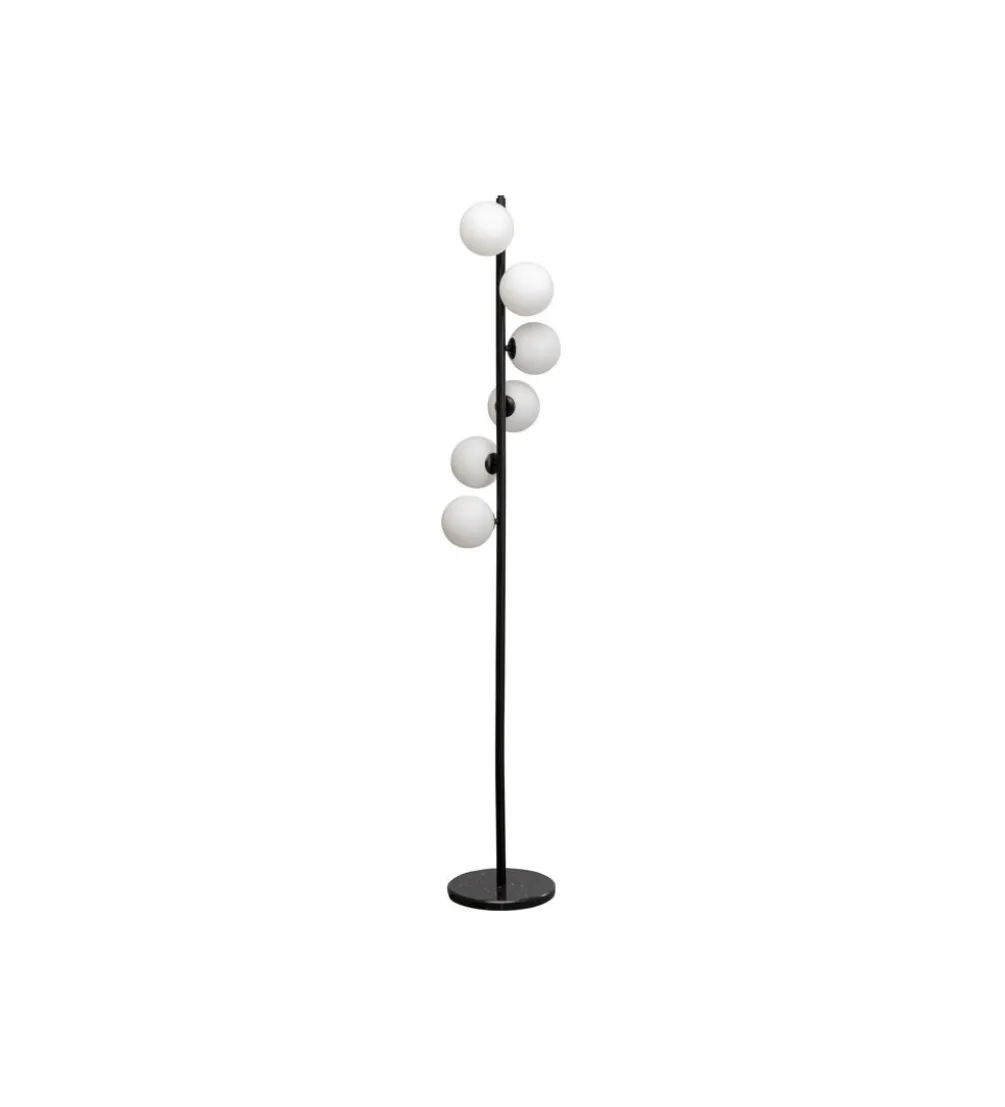 Lampa podłogowa SCALA BALLS 160 cm czarna z mlecznymi kloszami