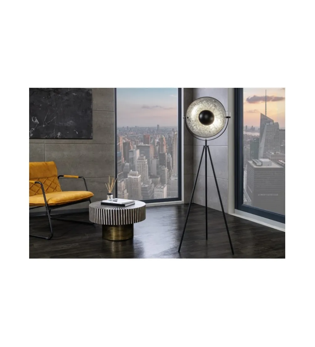 Lampa podłogowa Studio 146 cm czarno srebrna