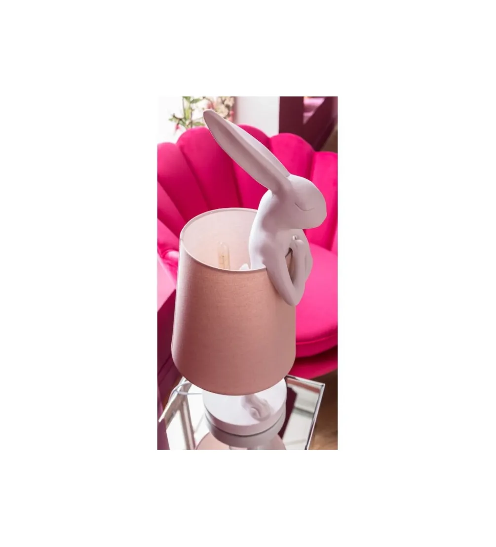 Lampa stołowa Animal Rabbit 68 cm biało różowa