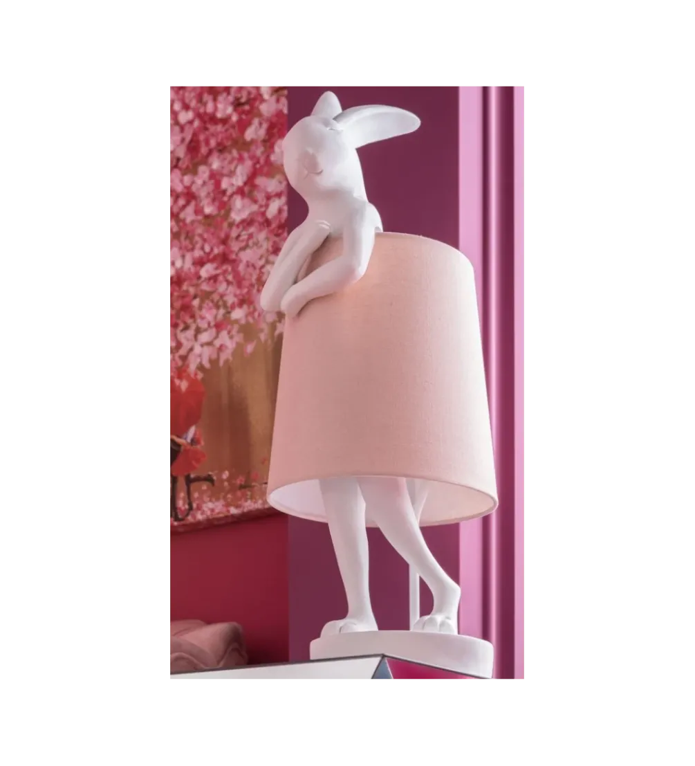 Lampa stołowa Animal Rabbit 68 cm biało różowa