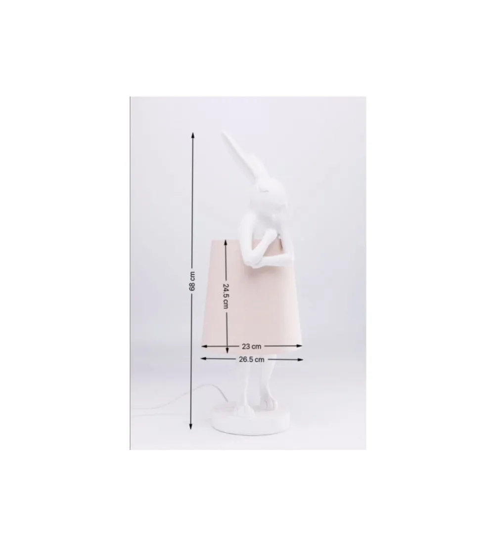 Lampa stołowa Animal Rabbit 68 cm biało różowa