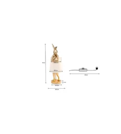 Lampa stołowa Animal Rabbit 68 cm złoto biała
