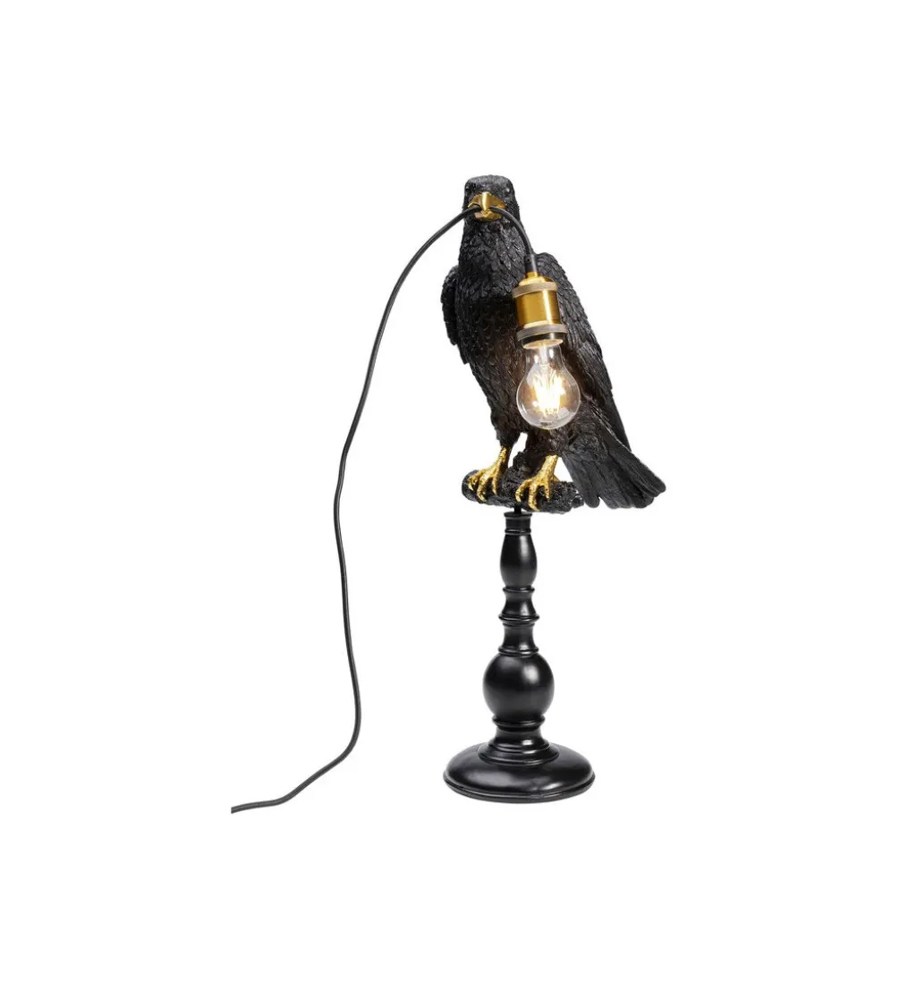 Lampa stołowa ANIMAL SITTING CROW 61 cm czarna