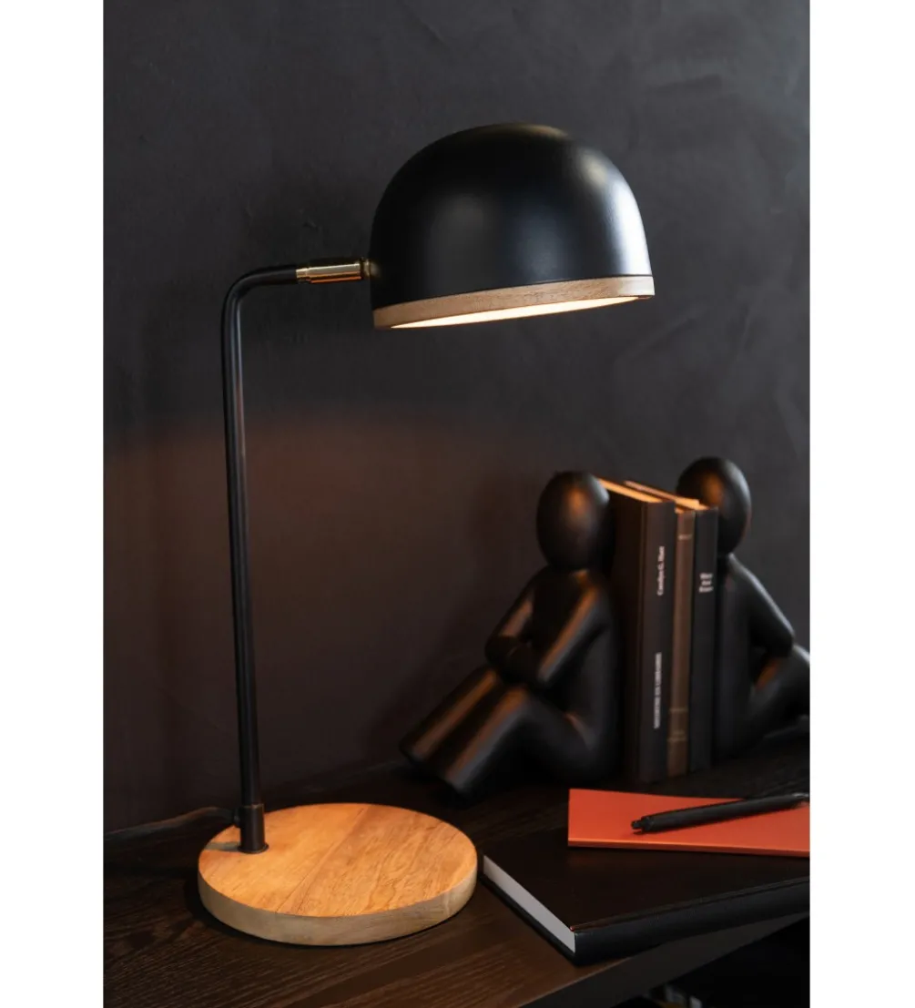 Lampa stołowa EVY 48 cm czarna naturalna