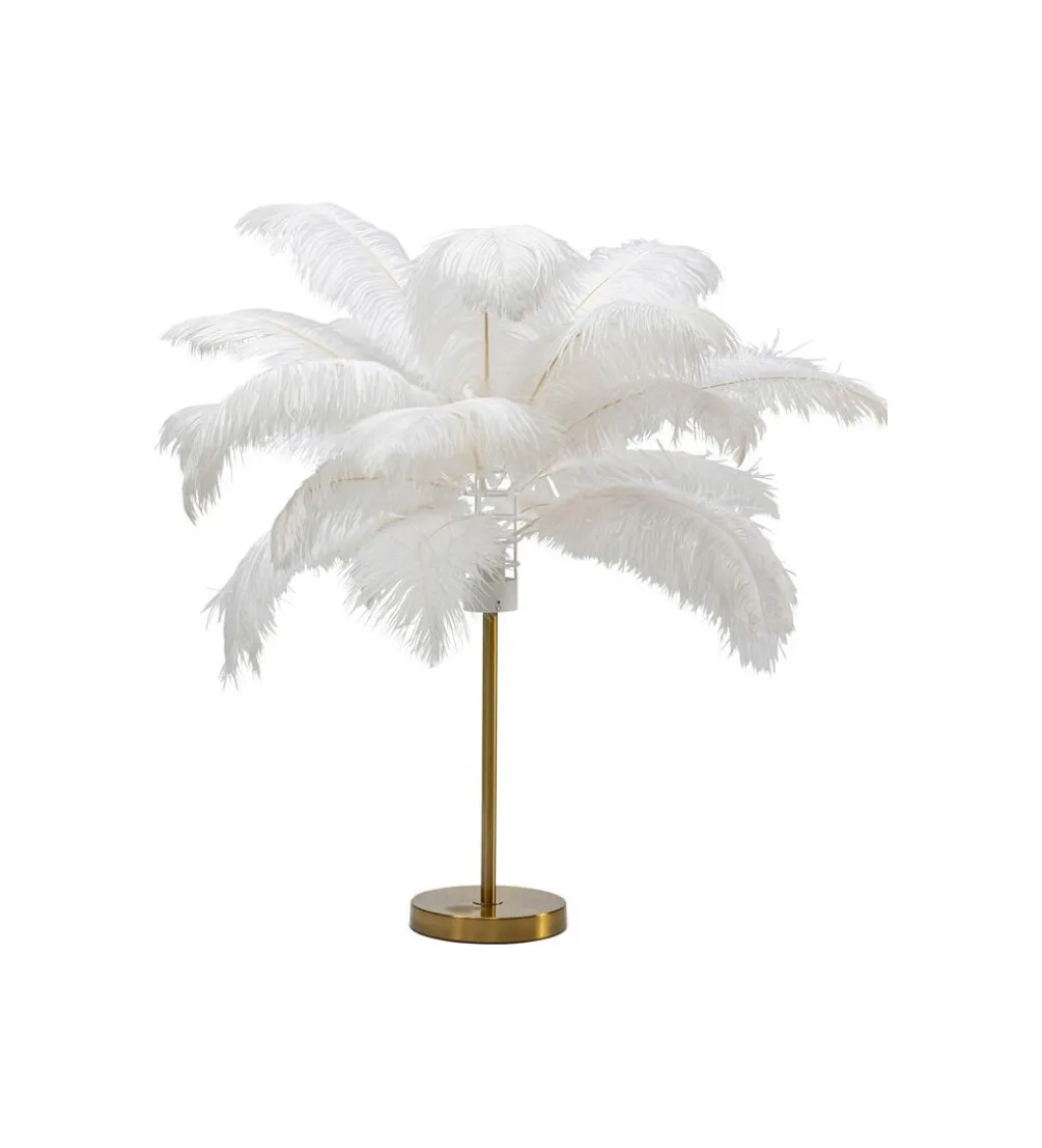 Lampa stołowa FEATHER PALM 60 cm pióra biała