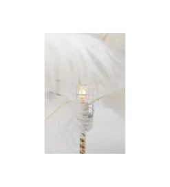 Lampa stołowa FEATHER PALM 60 cm pióra biała