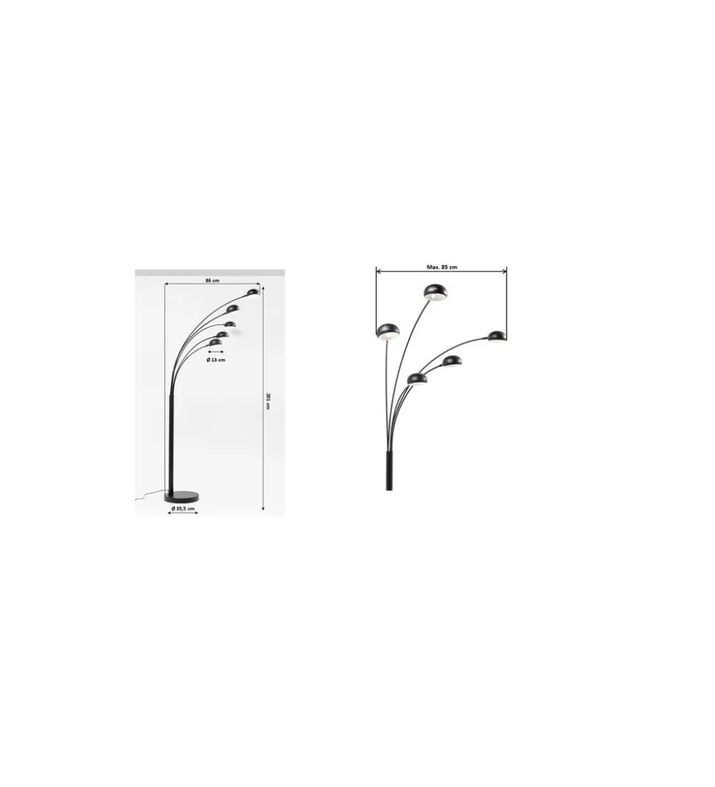 Lampa stołowa FIVE FINGERS 201 cm czarna