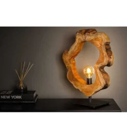 Lampa stołowa MIKO 55 cm drewno teak